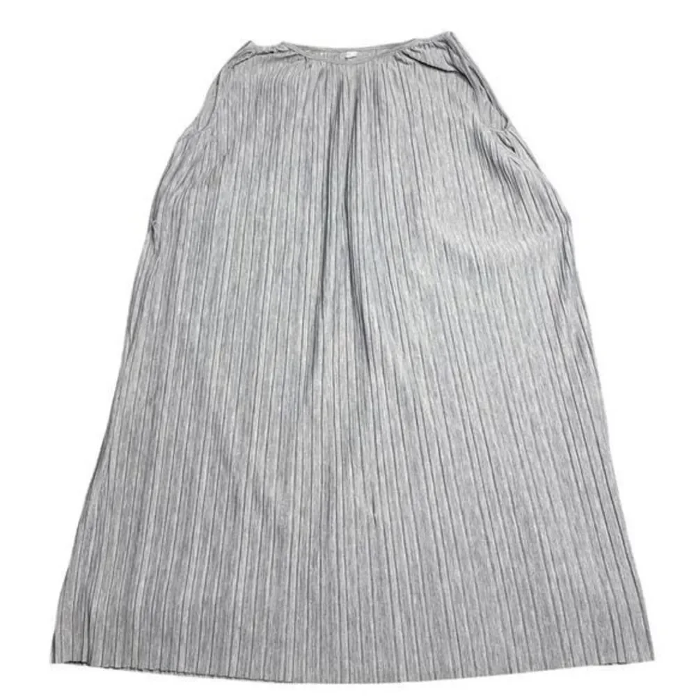 uniqlo dress pleated New Uniqlo C Chiffon Pleated Long-Sleeve Dress, Maxi Dress, Brown, XS